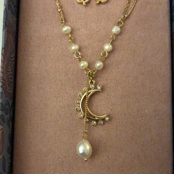 Lucky Brand Gold Tone Snake Stud Earrings & Moon Lariat Necklace NWT & Box - Picture 7 of 15